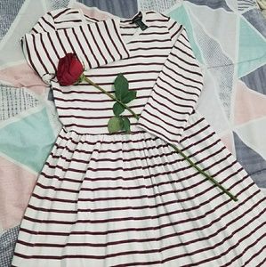 Red and white striped dress